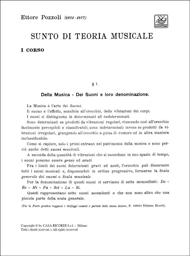 Sunto Di Teoria Musicale - opera